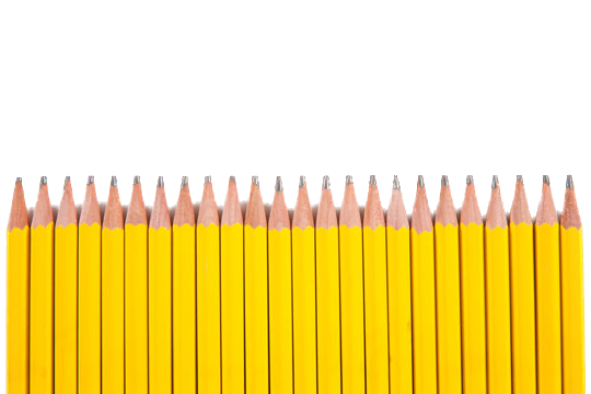 Point side halves of a row of Ticondorga pencils